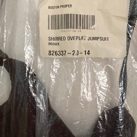 Boston Proper Brown Shirred Overlay Jumpsuit NEW Size 14 - Picture 14 of 16
